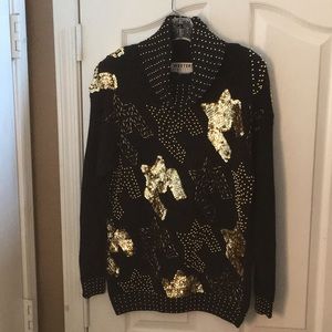 FINAL MARKDOWN Ladies Western Connection Beaded & Sequined Cowl Neck Sweater (S)